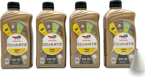 Total Quartz Ineo MDC | 5W-30 | 4 L | MB 229.52 | GM Dexos2 | Opel | Motoröl | mit Trichter