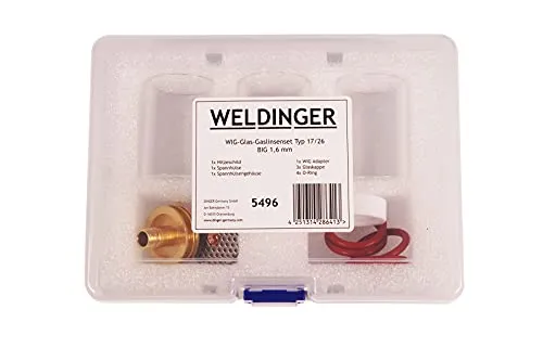 WELDINGER Glas-Gaslinsenset BIG 1,6 mm für WIG-Brenner TYP 17/26 11-teiliges Set