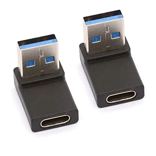HUHANGGod Typ-C-Buchsen-Adapter, nach unten abgewinkelt, USB C 3.1 auf Standard Buchse 3.0 Stecker Konverter für Kabel, Tablet, Tastatur, Maus, Speicherstick, Flash Drive (unten 2 Stück)