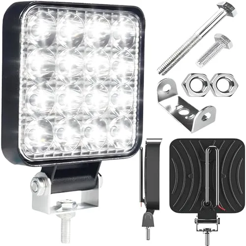 Retoo LED Arbeitsscheinwerfer 12V 48W Zusatzscheinwerfer für SUV, UTV, ATV, LKW, Wasserdicht Scheinwerfer mit 8000lm 16LED für Traktor, Bagger, Schlepper, Gabelstapler, Trecker, Schwarz