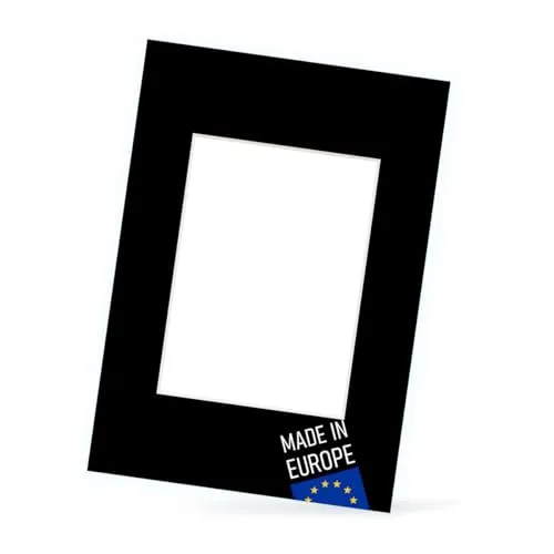 PHOTOLINI Passepartout 40x60 aussen für 30x45 innen, säurefrei 1,5 mm Passepartout Karton Schwarz, alterungsbeständige Schrägschnitt - Passepartouts, Präsentation & Schutz von Bildern und Fotos