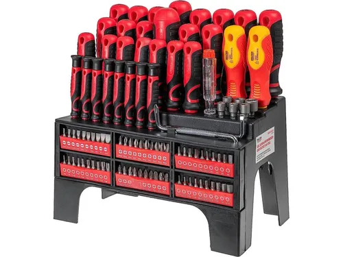 WALTER XXL Schraubendreher und Bit Set 100-tlg.  - Schraubendreher-Sets mit 100 Teilen, inklusive VDE zertifizierten Schraubendrehern und Phasenprüfer für höchste Sicherheit und Qualität.