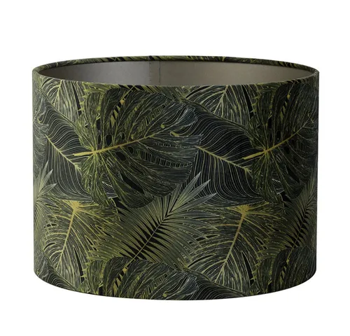 Dirk Davids Lampenschirm Zylinder Velours Tropical Grün - Lampenschirm Zylinder aus hochwertigem Velours mit Monstera Blatt Motiv, ideal für Wandleuchte oder Tischlampe. Schafft harmonisches und warmes Licht für ein anheimelndes Wohnambiente.