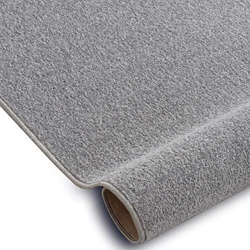 rugsx Einfarbiger Teppich Eton für Zimmer, Wohnzimmer, Schlafzimmer, Teppichboden Auslegware, Silber grau, Verschiedene Größen, 400x600 cm