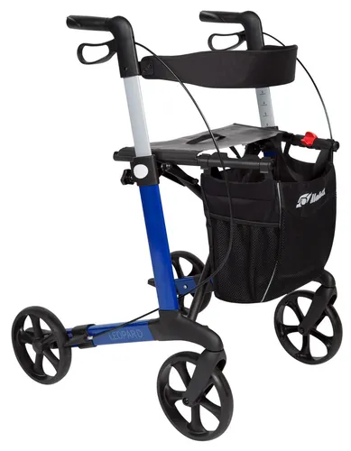 Rollator Leopard mit Softrädern – Faltbar & Leicht - Gehhilfe aus Aluminium, ideal für Mobilität und Komfort. Mit verstellbaren Haltegriffen, Handbremsen und einer maximalen Belastbarkeit von 150 kg.