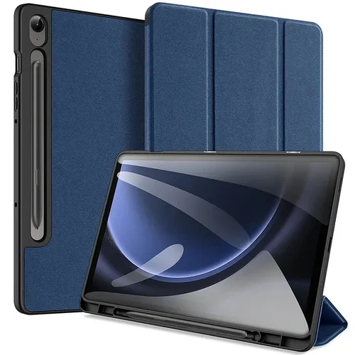 Dux Ducis Domo Smart Sleep Case für Samsung Galaxy Tab S9 FE - Blaue Tablethülle - Elegante Schutzhülle mit automatischer Aufwachfunktion und Standfunktion. Schützt Ihr Tablet optimal und sorgt für eine längere Akkulaufzeit durch Smart Sleep.