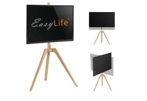EasyLife TV-Ständer STAFFELEI - Schwenkbar für 45-65 Zoll TVs - TV-Halterung aus Massivholz, schwenkbar und höhenverstellbar, ideal für flexibles TV-Viewing und sicheres Kabelmanagement.