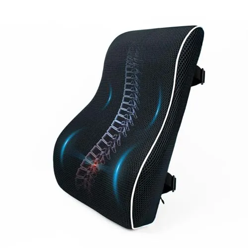 ORALUCE Ergonomisches Rückenkissen aus Memory Foam, Schwarz | Lordosenstütze auto & Sofa, Schreibtischstuhl, Verstellbares Lendenwirbelkissen für Gaming, Atmungsaktivem & Komfortable