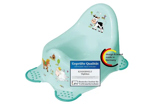 KiNDERWELT Töpfchen Premium Funny Farm aquamarin stabiler Babytopf