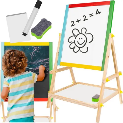 Kindertafel doppelseitig Magnetische Kreidetafel mit Tafelkreide Marker 23546 - Maltafeln & Zubehör - Doppelseitige Kreidetafel mit magnetischer Oberfläche, ideal für kreatives Lernen und Spielen für Kinder.