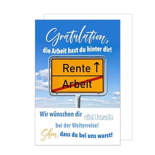 Edition Seidel Premium XXL Maxi Glückwunschkarte zum Ruhestand mit Umschlag Format DIN A4. Ruhestandskarte Abschied Grußkarte Karte mit Spruch Mann Frau Rente (A4-R135)