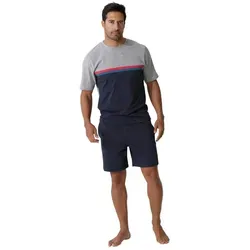 le jogger® Pyjama (2 tlg., 1 Stück) Schlafanzug mit Colorblock blau|grau 60/62 (XXL)