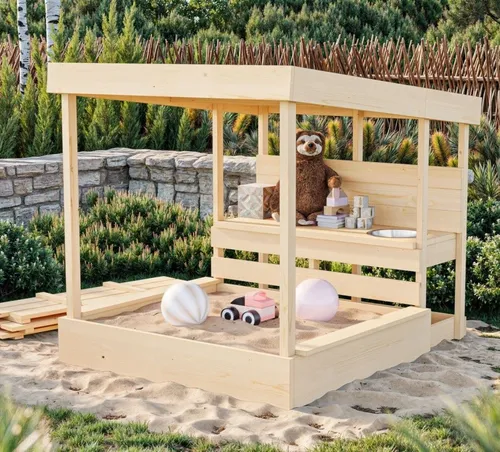 Produktbild Karibu Sandkasten Max mit Dach und Matschküche