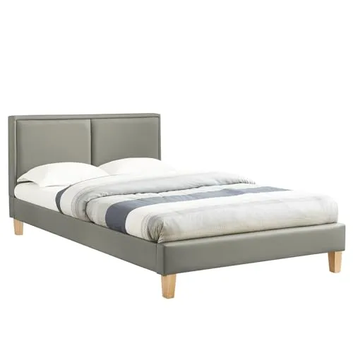 CARO-Möbel Polsterbett CELINE, 120 x 200 cm - Stilvolles Polsterbett in Kunstleder mit inklusive Lattenrost, ideal für einen erholsamen Schlaf und gemütliche Leseecken dank gepolstertem Kopfteil.