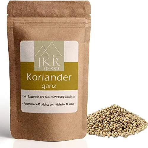 JKR Spices Koriander ganz - Coriander Samen Saat ganze Körner | Ideal zum Kochen und Backen | 100% natürlich | Spitzenqualität - 250g