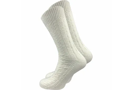 GAWILO Trachtensocken für Herren aus Merino Wolle mit Zopfmuster - kurz (1 Paar) Trachtenstrümpfe, Schoppersocken mit Komfortbund aus Wolle