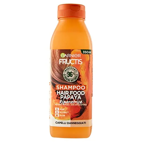 Garnier Fructis Hair Food Papaya Reparatur-Shampoo für geschädigtes Haar, 96% Inhaltsstoffe natürlichen Ursprungs, ohne Silikon, 350 ml