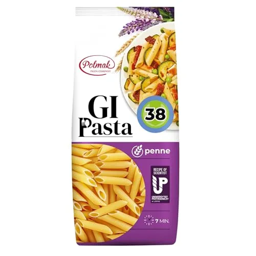 Penne Nudeln für Diabetiker & Low Carb | Hergestellt aus Hartweizen | Low-Carb-Diät | Glykämischer Index 38