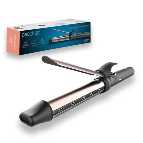 Cecotec Manuelle Lockenwickler Bamba SurfCare Epic Curly Sphere 32 mm - Lockenstäbe mit Keramik und Turmalin, Temperatur von 120 °C-210 °C einstellbar, ideal für glänzende Locken und schnelles Styling.