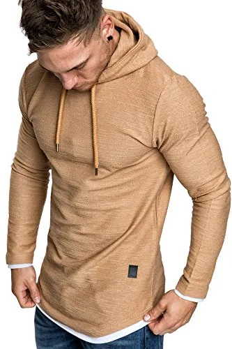 Amaci&Sons Herren 2in1 Oversize Kapuzenpullover Hoodie Sweater Sweatjacke Pullover Sweatshirt 4014 Beige XXL