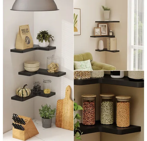 Vicco Eckregal Curva, Schwarz – 3er Set von Vicco