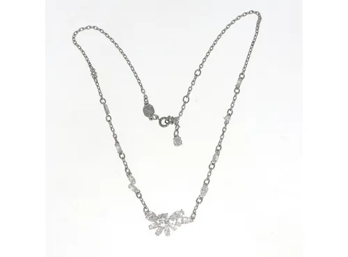 Swarovski Kette mit Anhänger - Elegante Kette mit rhodiniertem Anhänger, 41 cm lang, ideal für besondere Anlässe oder als stilvolles Accessoire im Alltag.