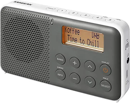 DPR-64 Grey-White Tragbares DAB-Funkgerät - Tragbares DAB-Funkgerät mit 30 Speicherplätzen, wiederaufladbaren Batterien und USB-Ladefunktion – ideal für unterwegs!