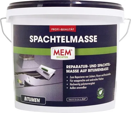 MEM Profi Spachtelmasse 7 kg - Hochwertige Dichtmasse für Riss- und Bruchstellen, vielseitig einsetzbar auf Bitumenbasis und einfach zu verarbeiten