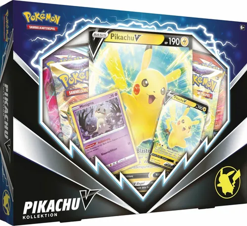 Pokemon Pikachu V Kollektion Box Deutsch - TCG OVP Displays, enthält eine exklusive Pikachu V-Karte und ist ideal für Sammler und Pokémon-Fans.