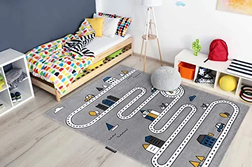 rugsx Kinderteppich Petit für Babyzimmer, Spielteppiche, Kinderzimmer, Street Straßen grau 280x370 cm