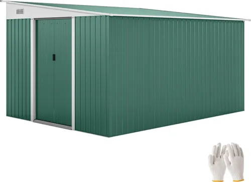 Outsunny Metall Gerätehaus 8,9m² - Gerätehäuser für den Garten, wetterfest und aus robustem verzinktem Stahl, ideal für die sichere Aufbewahrung von Gartengeräten und Zubehör.