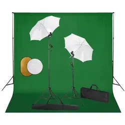 vidaXL Fotostudio-Set mit Leuchten und Hintergrund - Fotostudio Zubehör mit verstellbarem Teleskop-Hintergrundsystem und Tageslichtlampen für natürliche Aufnahmen. Ideal für Fotografie und Videoaufnahmen.