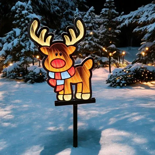 LED-Rentier mit IP44 Infinity Effekt – 222 SMD LED - Beidseitig beleuchtetes LED-Rentier mit 40+50cm Erdspieß, ideal für stimmungsvolle Gartendekoration. Inklusive Timer und transparenter Kabelzuleitung für flexible Anwendung.