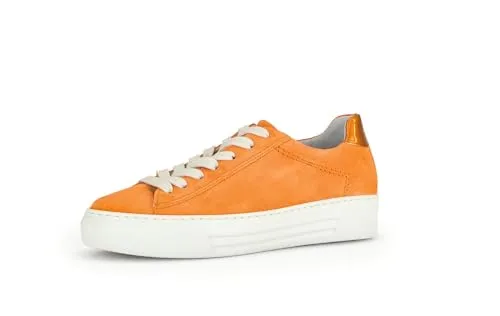 Gabor Damen Low-Top Sneaker, Frauen Halbschuhe,Leichte Mehrweite (G),straßenschuhe,Strassenschuhe,Sportschuhe,Mandarine/orange,40.5 EU / 7 UK