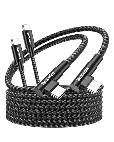 SYNCWIRE USB C auf USB C Kabel 60W, [2M 2 Stück] USB-C Schnellladekabel PD 3.0, Nylon Ladekabel für Apple iPhone 15 Pro Max, Galaxy S24 S23 S22 S21 A55 A25, iPad Air, MacBook, Google Pixel und mehr