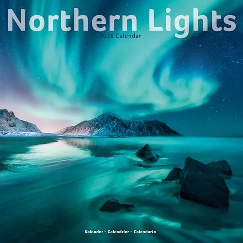 Northern Lights Calendar 2026 Square Travel Wall Calendar - 16 Month