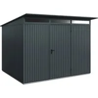 Gartenhaus Hörmann EcoStar Trend-P Typ 3 RAL7016 - Gartenhaus mit Pultdach in Anthrazit, aus robustem Metall gefertigt – ideal für die sichere Aufbewahrung von Gartengeräten.