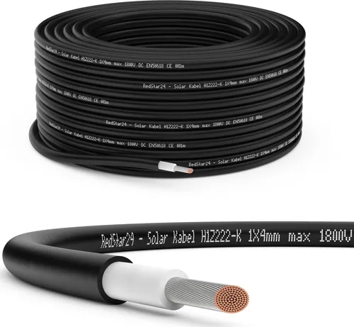 Solarkabel 4mm² Solarleitung PV Kabel für Photovoltaik Anlagen Kupfer 5m-100m Schwarz 10m