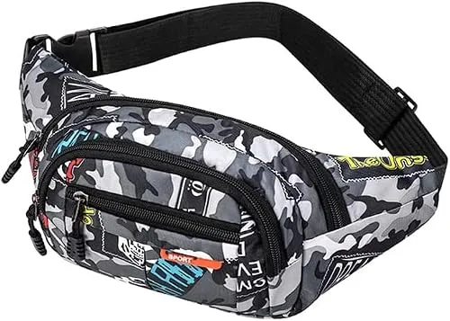 Dzxin Bauchtasche, Bum Bag Gürteltasche Bauchtasche Stylisch Bauchtasche Wasserdicht für Outdoor Reise Hundetraining Wandern Laufen Jogge (Grau)