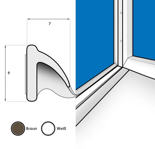 30m GUMMIDICHTUNG V-Profil BRAUN 9mm selbstklebend für Fenster und Türen