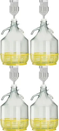 4xSET 5L Bügelflasche + Stopfen + Gärröhrchen Bügelverschluß Weinballon