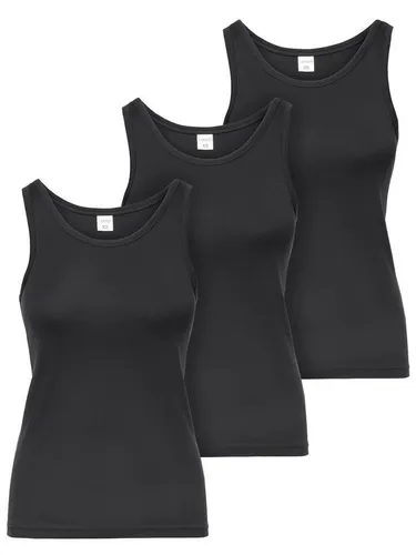Ladeheid Damen Unterhemd Trägertop Set 3 Stück schwarz XL - Kinder-Wäsche, atmungsaktive und feuchtigkeitsregulierende Baumwolle für optimalen Tragekomfort den ganzen Tag.