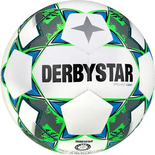 Derbystar Fußball Brillant DB Light 132036, Größe 5 - Trainingsball für Kinder, mit extrem robuster Konstruktion und nur 350 Gramm Gewicht – ideal für präzises Training bei allen Wetterbedingungen.