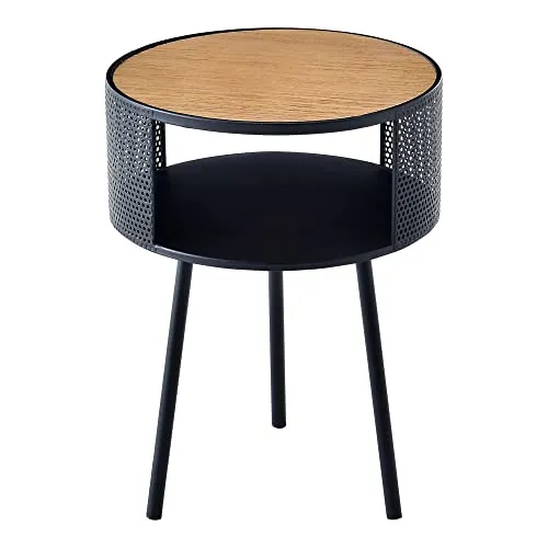 [en.casa] Beistelltisch Bjørnsund – 34 cm runder Sofatisch mit offener Ablagefläche - Beistelltisch fürs Wohnzimmer mit zeitlosem Design und offener Ablagefläche für zusätzlichen Stauraum. Stabil und belastbar bis 15 kg, ideal für Ihr Zuhause.