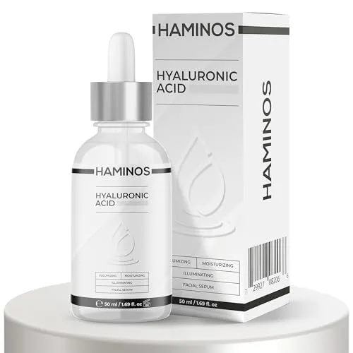 HAMINOS Hyaluron Serum mit Niacinamid, Schneckenschleim, Kollagen – Lippenfüller, Dehnungsstreifen, Falten, feine Linien, Feuchtigkeitsversorgung