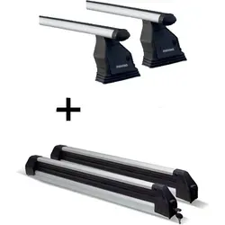 Menabo Tema Dachträger Set für VW T5 Caravelle + Silve Ice Skiträger - Praktisches Dachträger-Set für VW T5 Caravelle ab 2009, inkl. ausziehbarem Skiträger für bis zu 6 Skier oder 4 Snowboards. Leichte Montage und abschließbar, ideal für den Winterurlaub.