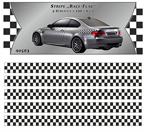 carstyling XXL Race-Flag-Stripe Streifen 60 mm x 5 Stück á 1 m ~~~~~ schneller Versand innerhalb 24 Stunden ~~~~~