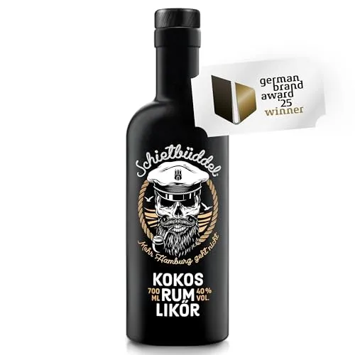Schietbüddel Rum Likör 40% Vol. | Kokosgeschmack mit Schokolade und Vanille - Rum Likör mit feinem Kokosaroma, ideal für Cocktails oder pur. Erlebe die harmonische Kombination aus Jamaica-Rum, Schokolade und Vanille!