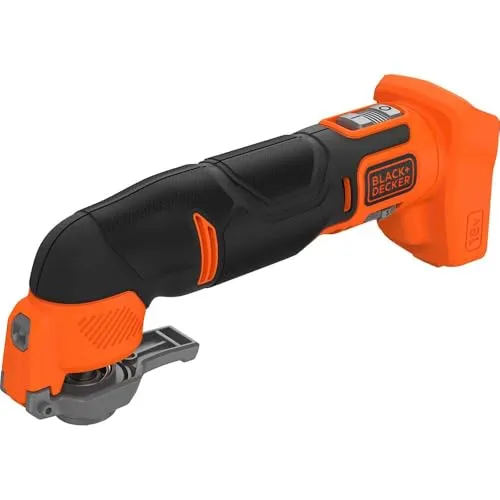 Black and Decker Oscillating Multi-Tool 18 V - Multitools mit variabler Geschwindigkeit von 8,000 bis 18,000 opm und 18 Zubehörteilen – ideal für präzise Arbeiten und vielseitige Anwendungen.