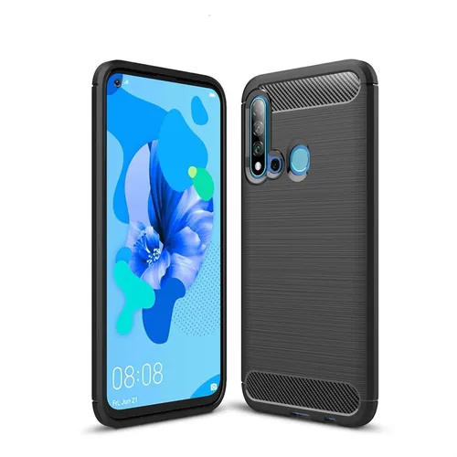 Handyhülle Schutz Case für Huawei P20 Lite 2019 Cover Bumper Carbon Schwarz